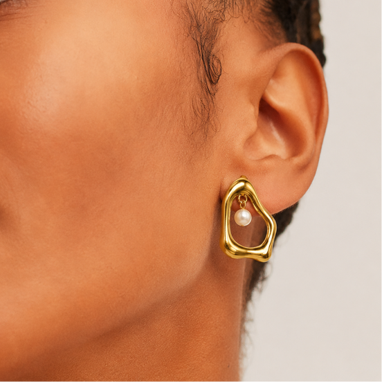Gold drift pearl stud earrings, Ardenluxe Kenya