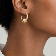 Gold pearl cradle hoop earrings, Ardenluxe Kenya