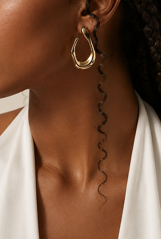 Arden Luxe gold aperture hoop earring in Kenya