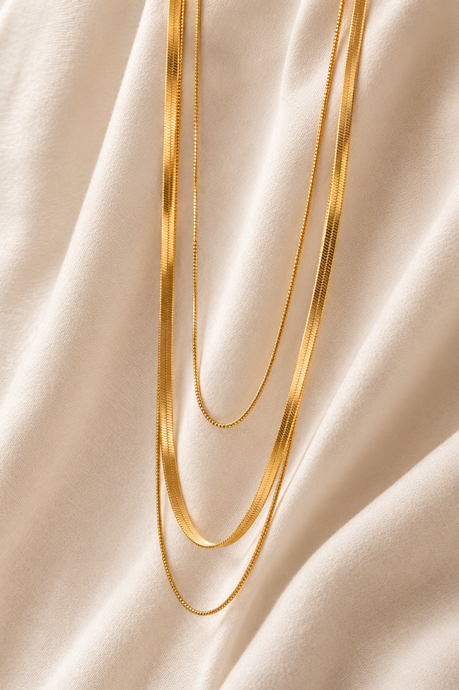 Ardenluxe gold sheath three layered necklace in Kenya
