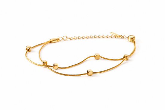 Gold block two layered bracelet, Ardenluxe Kenya