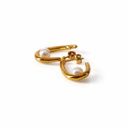 Gold pearl cradle hoop earrings, Ardenluxe Kenya