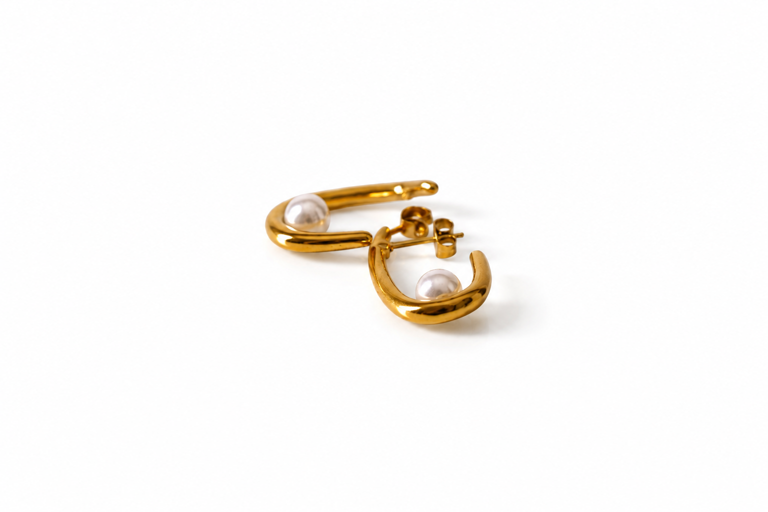 Gold pearl cradle hoop earrings, Ardenluxe Kenya